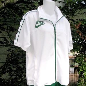Nike White & Green Short Sleeve Zip Up SIze L